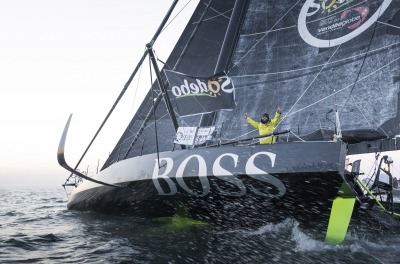 Finish arrival of Alex Thomson (GBR), skipper Hugo Boss, 2nd place of the sailing circumnavigation solo race Vendee Globe, in Les Sables d'Olonne, France, on January 20th, 2017 - Photo Mark Lloyd / DPPI / Vendee Globe