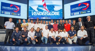 Skippers and officials picture during official launch of the Vendee Globe 2016 at Palais Brongniart in Paris, France, on september 14, 2016 - Photo Vincent Curutchet / DPPI / Vendee Globe