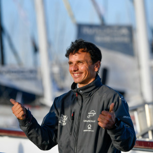  Skipper Didac Costa, One Planet One Ocean at pontoons before the start of the Vendee Globe