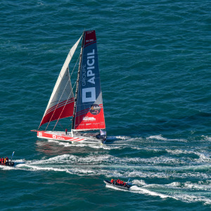 Damien Seguin (Groupe APICIL) au départ du Vendée Globe