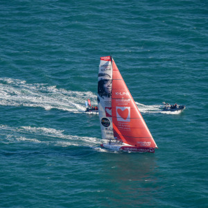 Sam Davies ( Initiatives Coeur) au départ du Vendée Globe 2020-2021