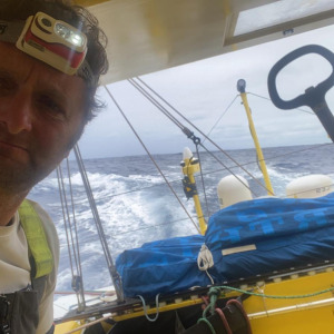 Arnaud Boissieres (La Mie Caline - Artisans Artipole) beginning the third day of the Vendee Globe