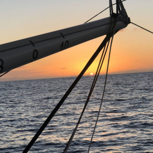 Isabelle Joschke in front of a beautiful sunrise