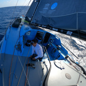 Didac Costa working on his IMOCA