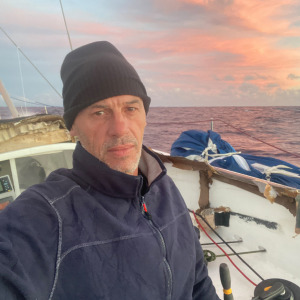 Sunset onboard Merci