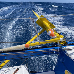 Rudder raised and uncoupled from the linkage bar