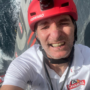 Jérémie Beyou had 3 holes in his sail which he took the time to repair today