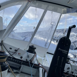 Giancarlo Pedote is in great shape and sees the port of Les Sables d'Olonne getting closer and closer