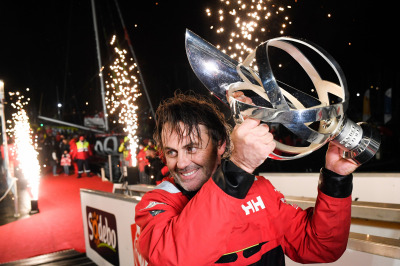 Yannick Bestaven raises the cup of this 9th edition of the Vendée Globe