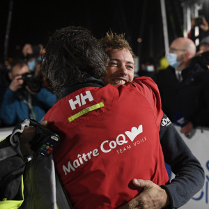 Yannick Bestaven and Thomas Ruyant congratulate themselves after their incredible race