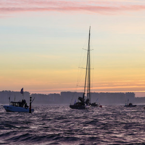 Didac at anchor before starting the emblematic ascent of the channel.